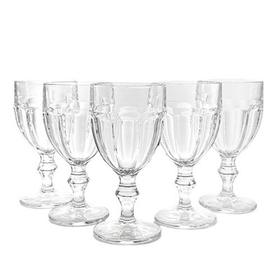 Set of 5 Libbey Gibraltar DuraTuff Water Wine Goblets Clear 12oz Glasses 6.75 