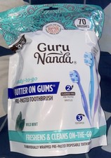 Guru Nanda Pre-Pasted Disposable Toothbrushes Wild Mint Soft Bristles 70 Count