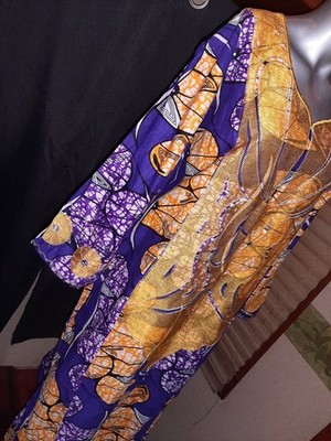 purple and gold african dress African Print Satin Robe Purple/Gold