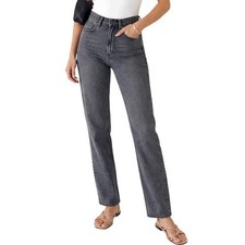 SLVRLAKE London Jeans Women 24 Grey Wash High Rise Straight Leg USA Made Luxury