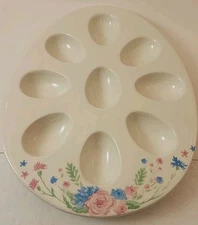 Flowered, Easter  11" X 9" Deviled Egg Dish/Plate New
