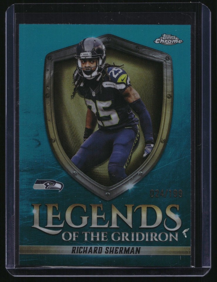 2025 Topps Chrome #LOG-36 Richard Sherman Aqua Refractor 024/199 Seahawks