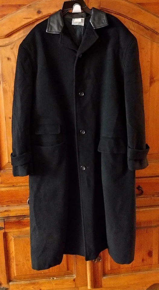 Abrigo largo Comme des Garcons Homme Plus cuello de lana y cuero para hombre talla mediana de EE. UU. Foto 2 de 4