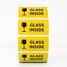 100 Glass Inside Stickers 2x1 Shipping Labels Orange Fragile Handle With Care