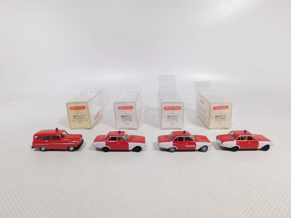 4x Wiking H0 1:87 861 Opel Bomberos FW 17 M Caravana '56 Mint Box #DP623-0,5 - Imagen 2 de 4