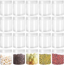 20 Pack 4 Ounce Clear Plastic Jars With Lids,wide-mouth Refillable Storage