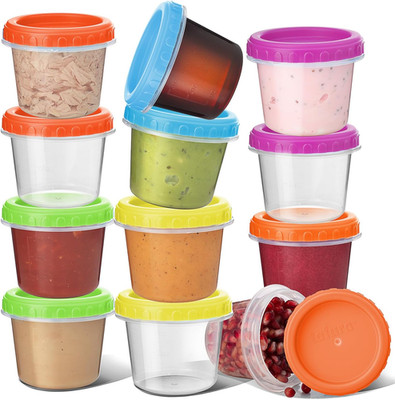 4 Oz. Small Containers with Lids [12 Pack] | Condiment Containers for Puree, Sna