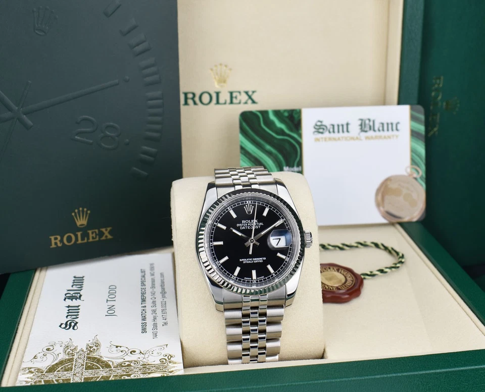 ROLEX 18kt White Gold & SS Datejust Black Index Dial 116234 SANT BLANC - Image 2 of 4