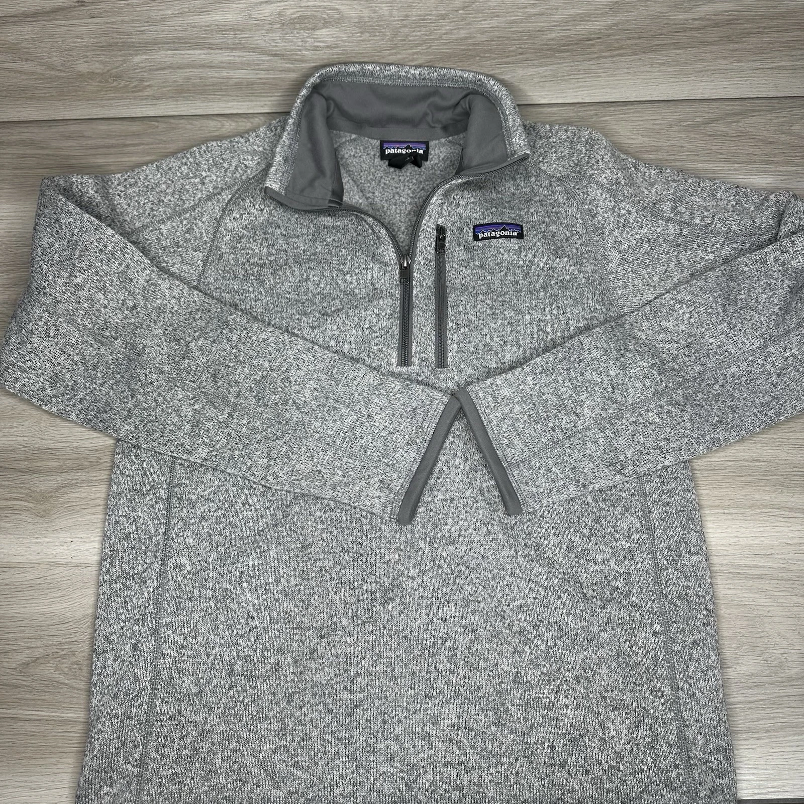 Patagonia Fleece Jacket Mens Small Heather Gray Quarter Zip Jacket