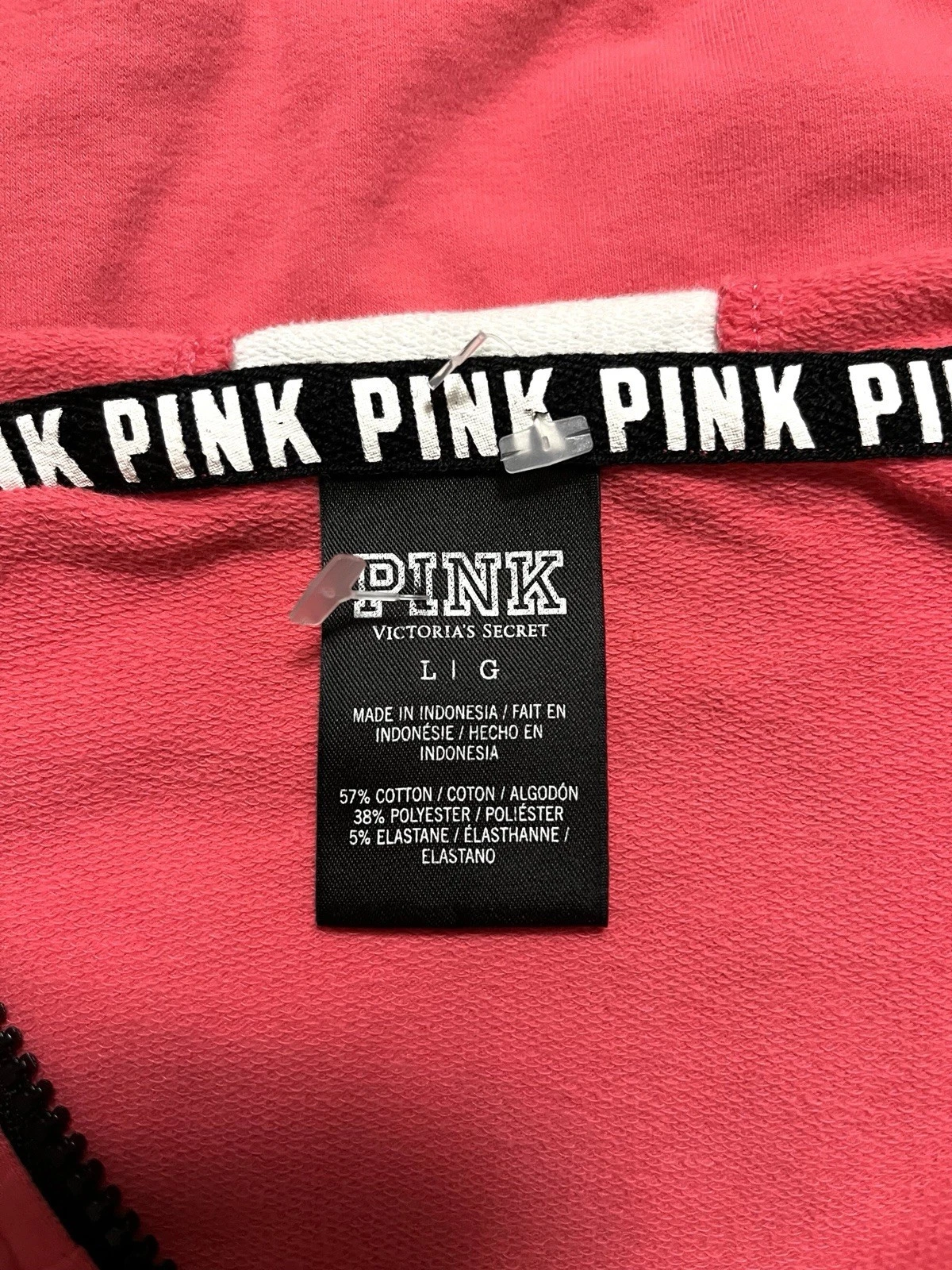 UNDERCOVER Victorias Secret rosa felpa con cappuccio grande rosa giacca full zip leggera