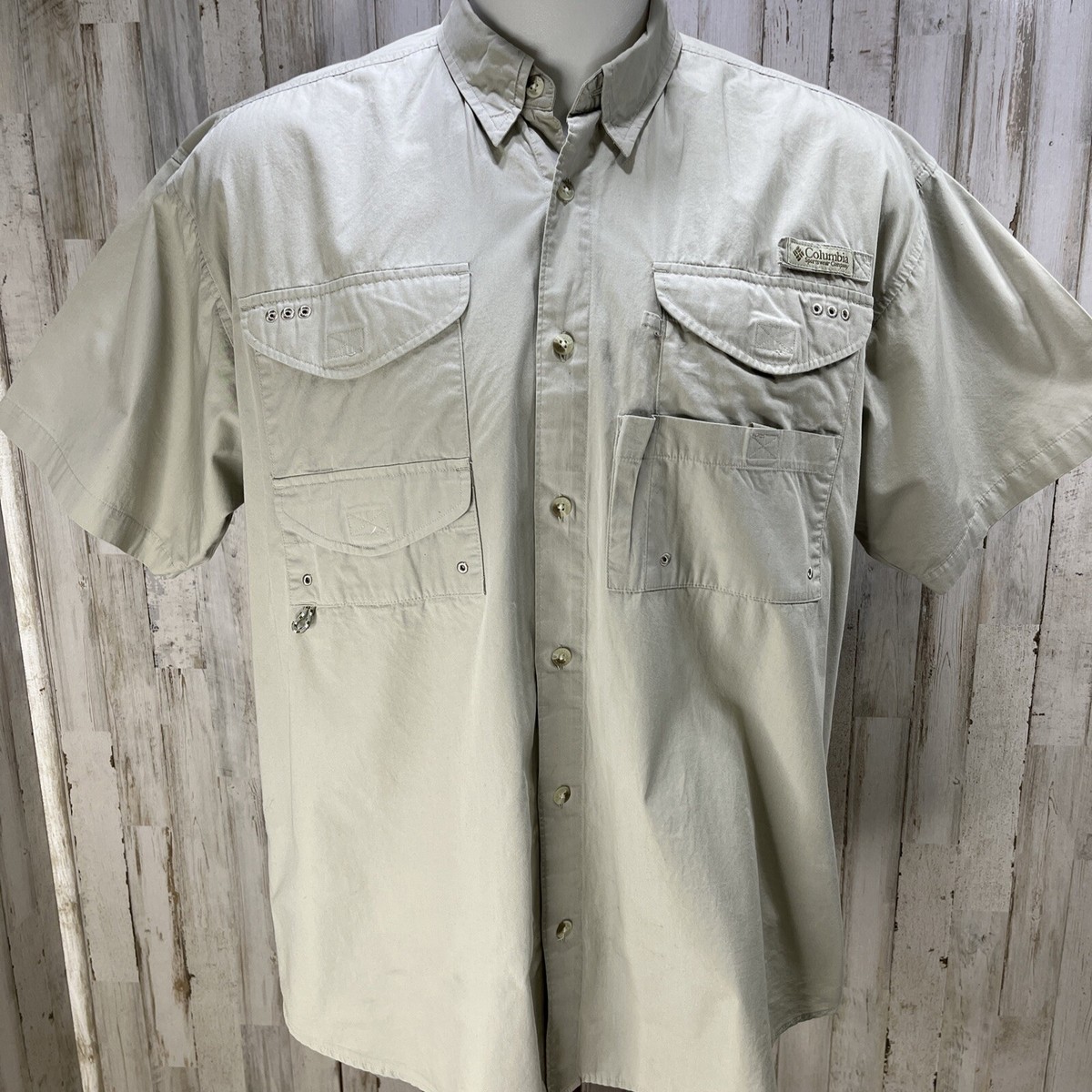 Columbia PFG Performance Fishing Gear Vented Shirt Beige