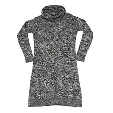 A New Approach Womens Sweater Dress Gray Black Marled Long Sleeve Cowl Neck LT