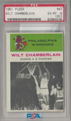 1961 Fleer Wilt Chamberlain In Action Rookie Card #47 PSA 6 Warriors