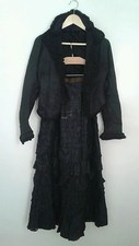 Victorian Antique Skirt  Jacket Ornate Trims Black Silk