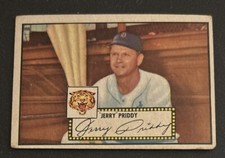 1952 Topps Jerry Priddy Black Back Baseball Card #28 Low Number Tigers 2B PR/FR