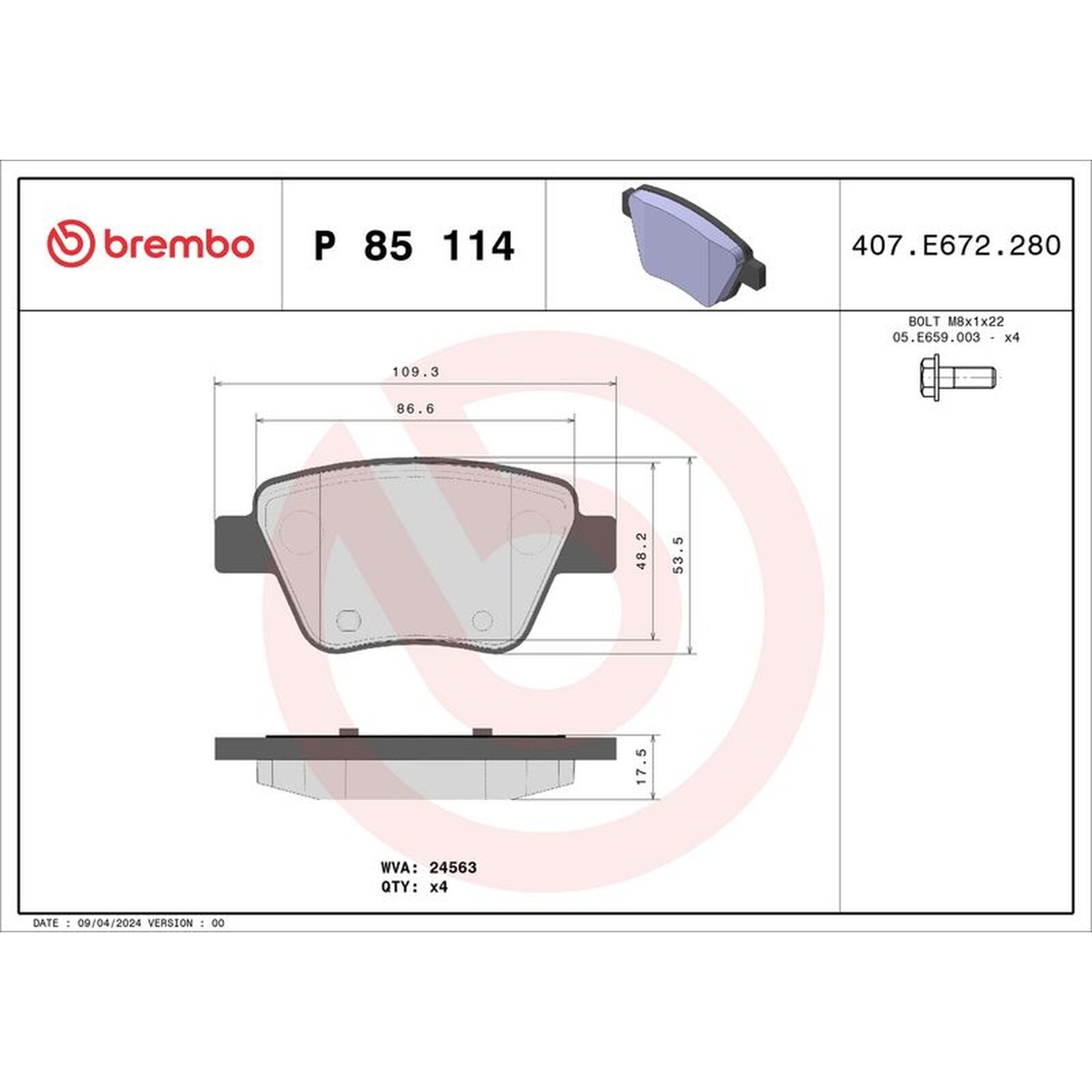 Brembo Xtra Brake Pad Set P85114X Rear Axle - High Quality - Free Shipping