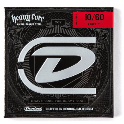 Dunlop DHCN1060-7 Heavy Core Drop-Tune Electric Guitar Strings, 7-String Set