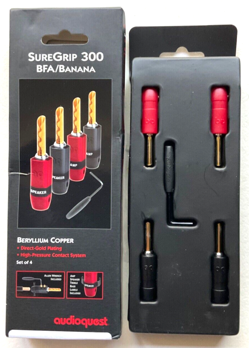 AudioQuest SureGrip 300 Gold Bananas - New - Open Box - Set