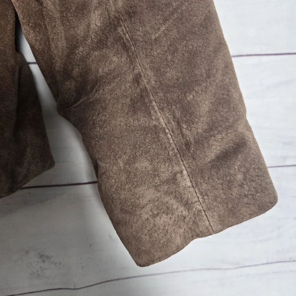 Chaqueta de gamuza con botones marrón RELATIVITY para mujer talla PL Foto 4 de 4