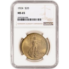 US Gold $20 Saint-Gaudens Double Eagle - NGC MS65 - Random Date