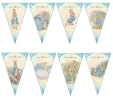Peter Rabbit Blue Bunting,Baby Shower,Nursery Decor,Birthday Party Bunting