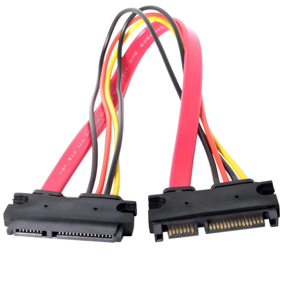 15+7 Pin SATA HDD Extension Cable Data & Power Male to Female, 11" / 28cm - Image 3 of 4