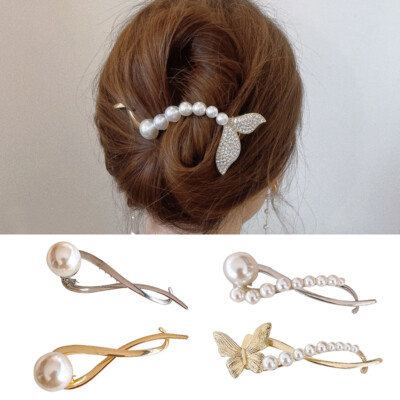 美品　トリーバーチ　パール　バレッタ　Logo Pearl Hair Clip 美品 トリーバーチ パール バレッタ Logo Pearl Hair Clip