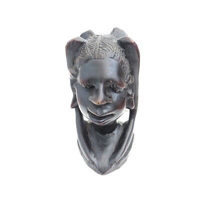 Vintage handgefertigte Ebenholz Holzschnitzerei afrikanische Frau Gesicht Skulptur
