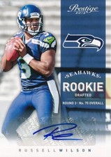 Russell Wilson SEAHAWKS 2012 Panini Prestige Auto Signed Rookie Card Rc 328/499