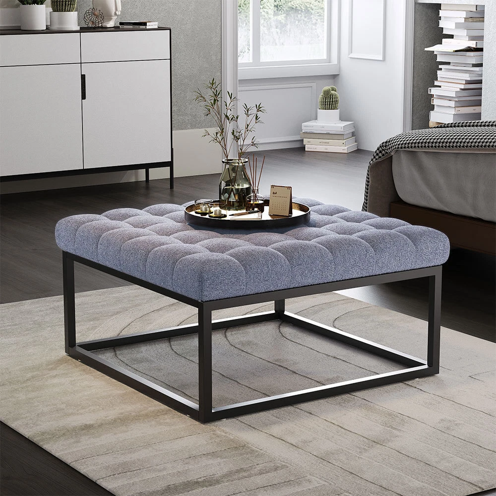 Grey upholstered on sale coffee table