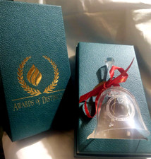 Clear Crystal Glass Bell Awards of Distinction Honor Teaching Career Teacher NIB