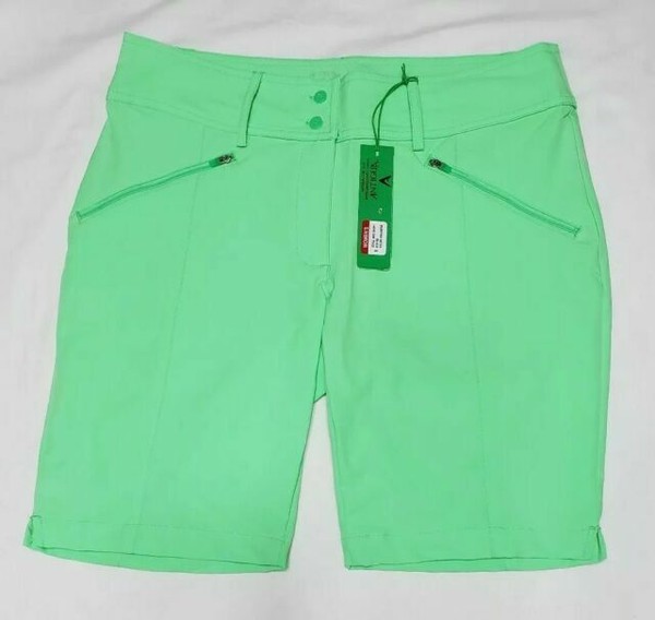 Antigua Womens Mod Desert Dry Green Golf Shorts Zip Pockets Size 8 for