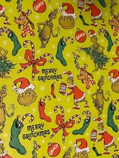 The Grinch Who Stole Christmas LIME Gift Wrapping Paper 2 Yard FOLDED Decoupage