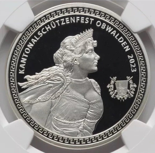 Switzerland 2023 NGC PR68, Swiss Obwalden Shooting Festival Hab-116a, 1 Oz Coin