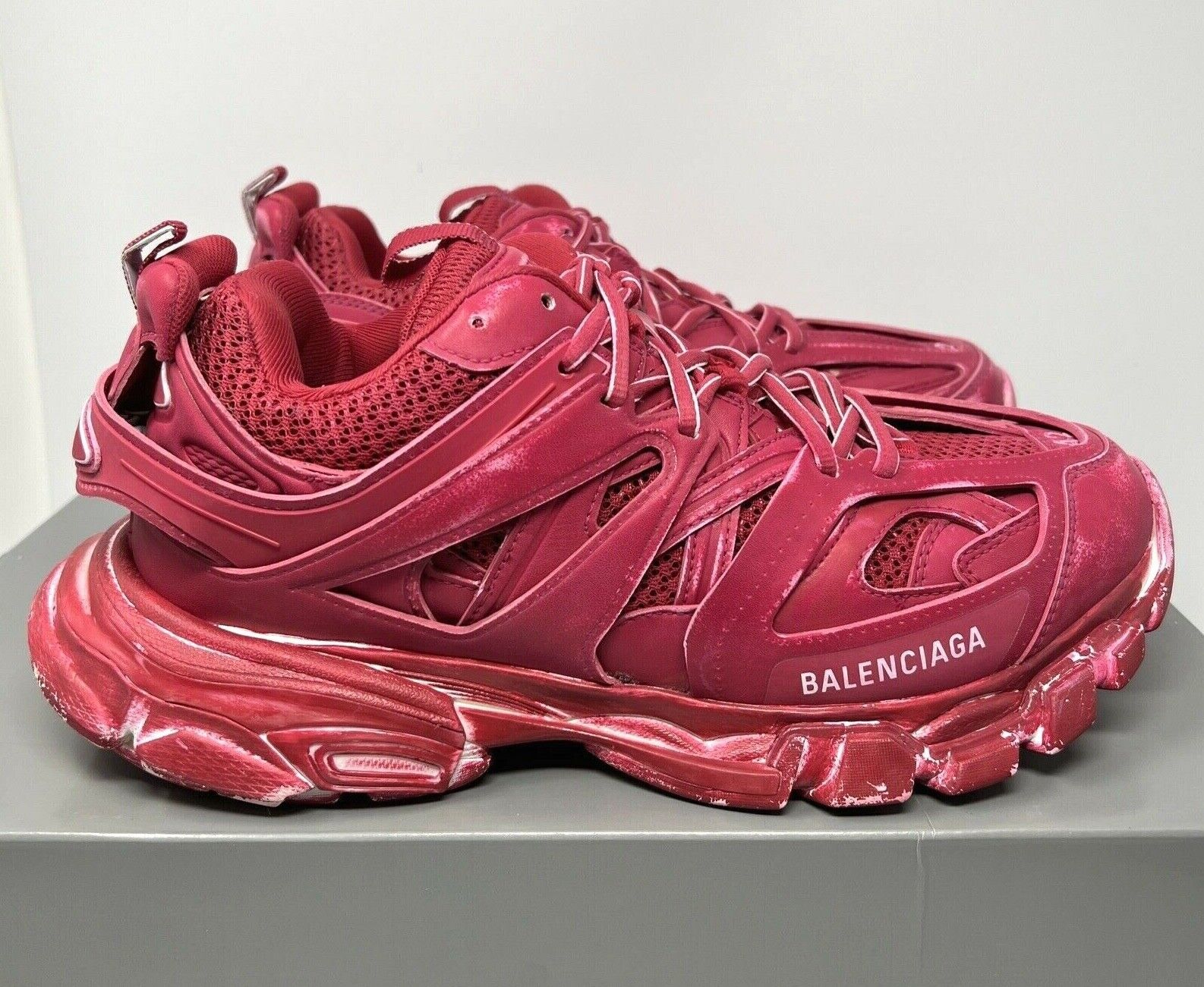 Balenciaga Track Faded Washed Sneakers Men's Size 42 Eu/ 9 US Red Burgundy