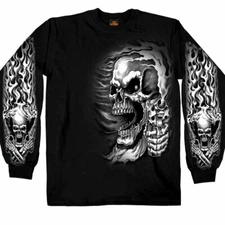 Assassin Skull Skeleton Guns Flames Motorcycle Biker Long Sleeve T Shirt GMD2076