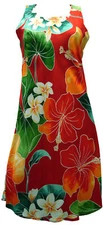 Full Bloom Women's Short Tank Flared Hawaiian Dress