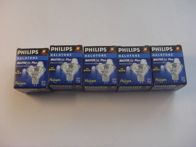 5 x Niedervolt-Halogen-Reflektorlampe 50W 12V 24° GU5,3 Philips Masterline 13674