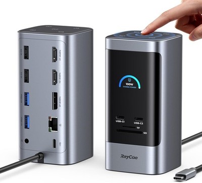 RayCue 15 in 1 Docking Station Triple 8K HDMI 6 USB Ports