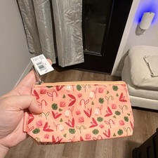 Pink Floral Zip Zipper Makeup Bag Cosmetic Po...