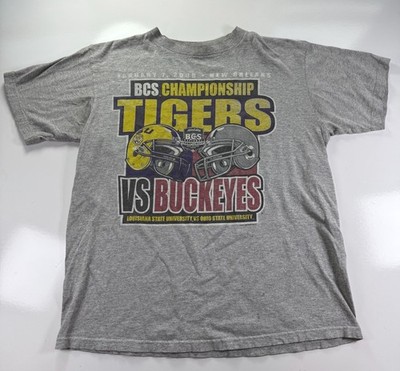 Mens L BCS Championship 2008 Buckeyes vs LSU Tigers University Shirt Gray Tee