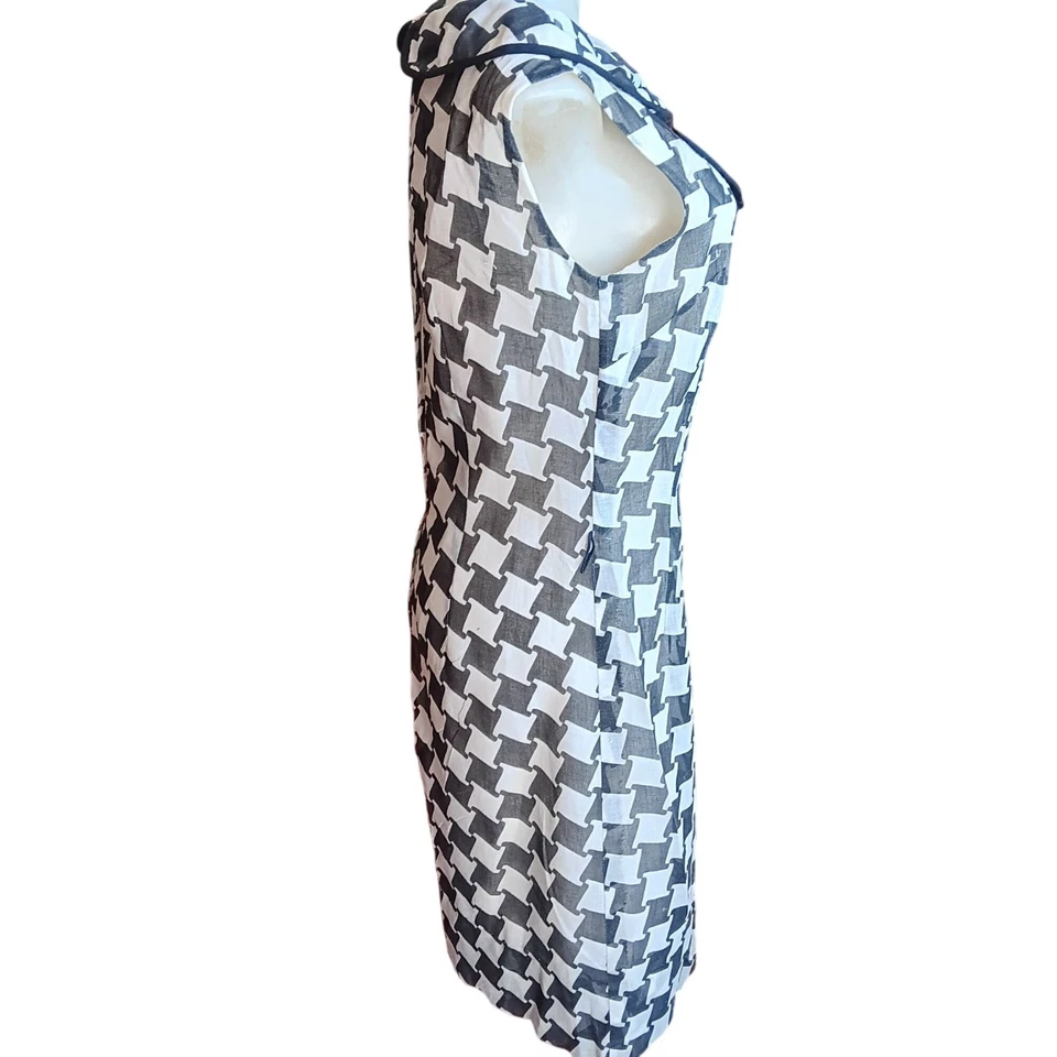 12 Vestido Vintage Años 60 Geométrico Sin Mangas Cuello Lazo Mod Garaje Scooter Niña Foto 3 de 4