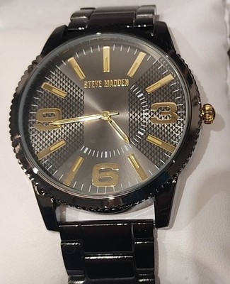 Steve Madden Herren Dress Watch schwarzes Zifferblatt Quarz SM/9104BKDG