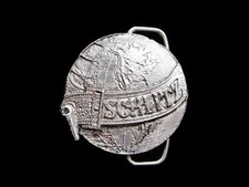 KD21124 GREAT VINTAGE 1970s CUT-OUT  SCHLITZ   GLOBE SILVERTONE BEER BUCKLE