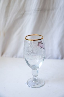 Gold Rim Frosted Floral Stemmed Wine Glass