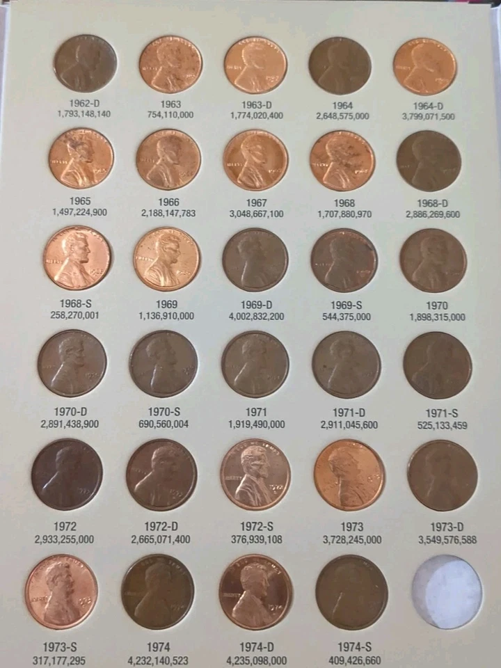 Una colección completa de centavos Lincoln Head - Libro número 2 álbum 1941-1974 P,D,S Foto 3 de 4