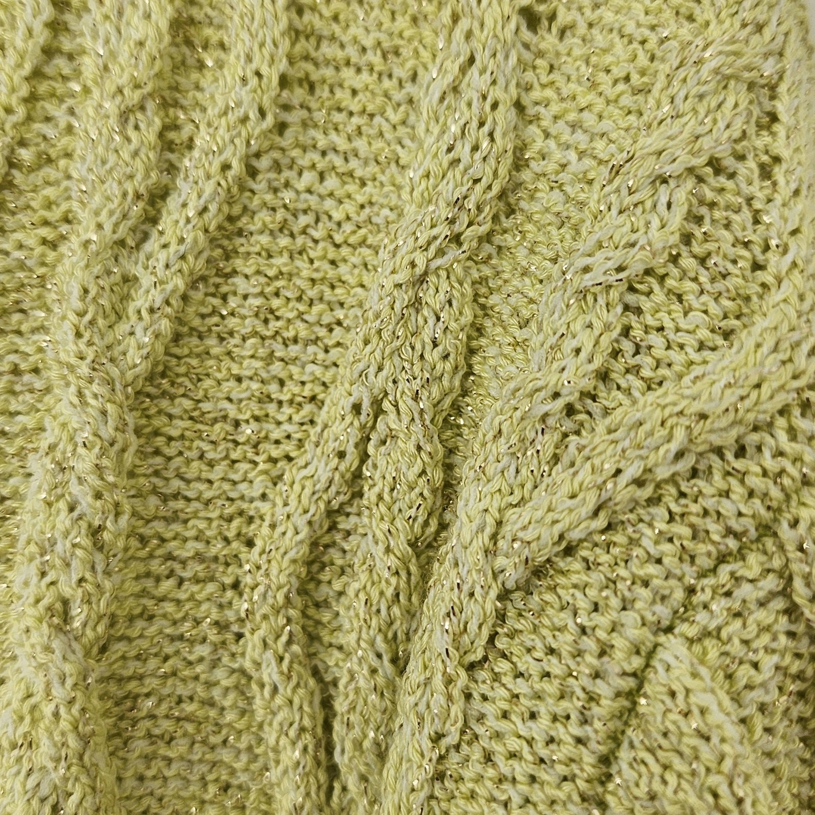 Mango Metallic Lurex Knitted Cardigan Lime Green Jewel Buttons New With Tags L thumbnail 5