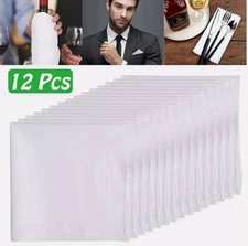 12Pc Soft 100% Cotton Handkerchief 15''x15'' White Hankies Classic Pocket Square
