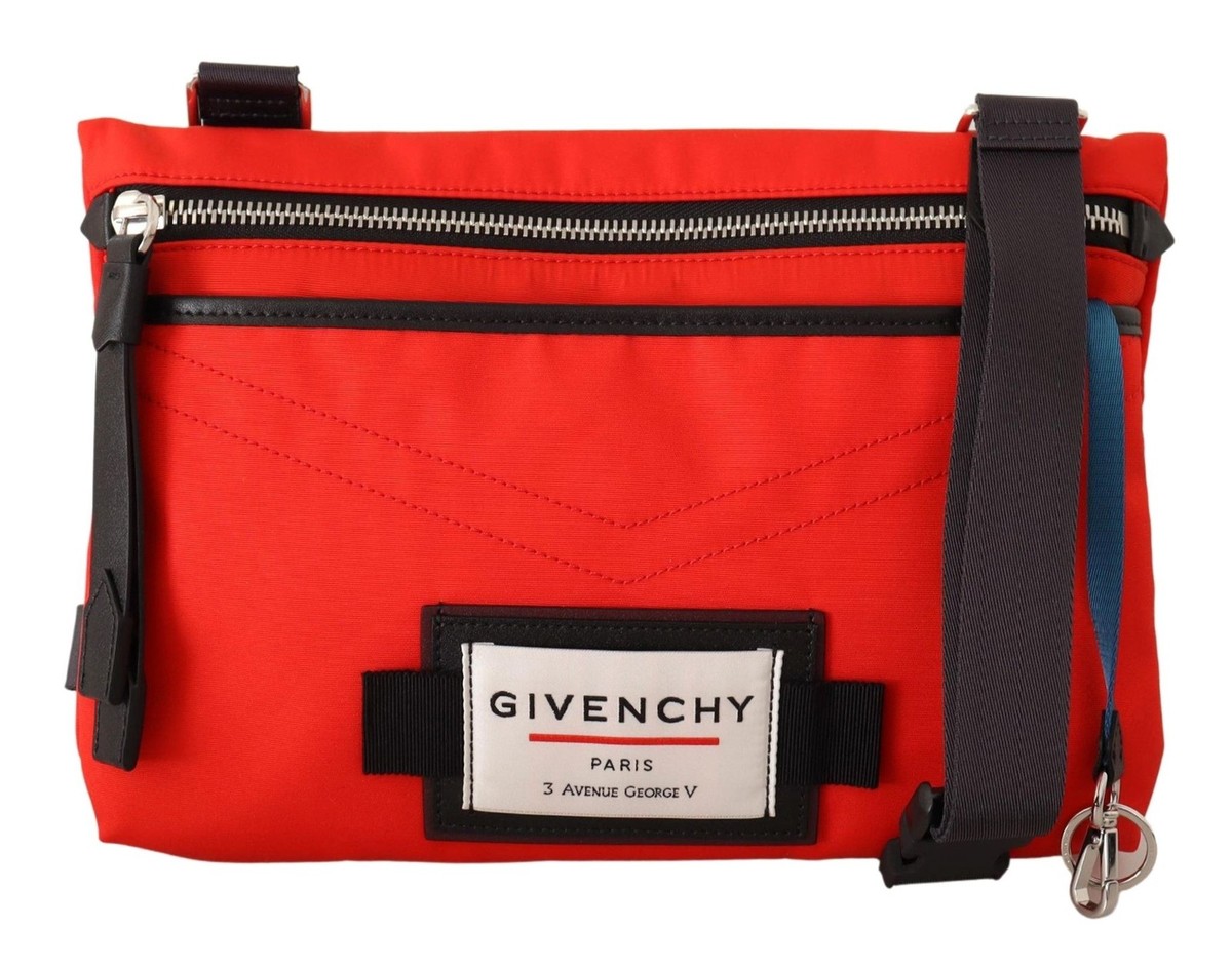Givenchy Men Red Crossbody Bag Polyamide Downtown Flat Adjustable
