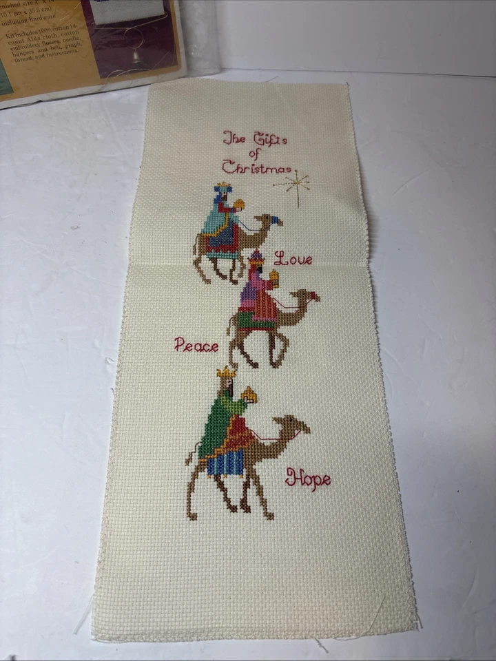 Vtg Needlepoint The Gift Of Christmas #2169 Three Wisemen Bellpull 4.5x13” - Image 2 of 4